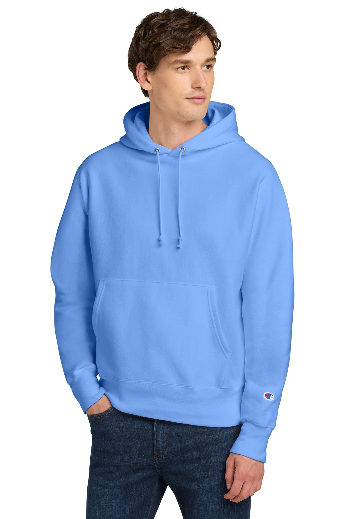 Champion Reverse Weave Hooded Sweatshirt Light Blue