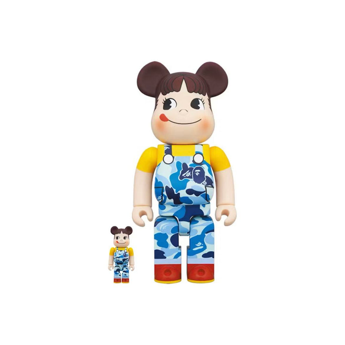 Bearbrick x BAPE Peko-chan 100% & 400% Set Blue Camo