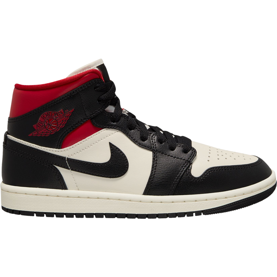 Wmns Air Jordan 1 Mid 'Black Sail Gym Red'