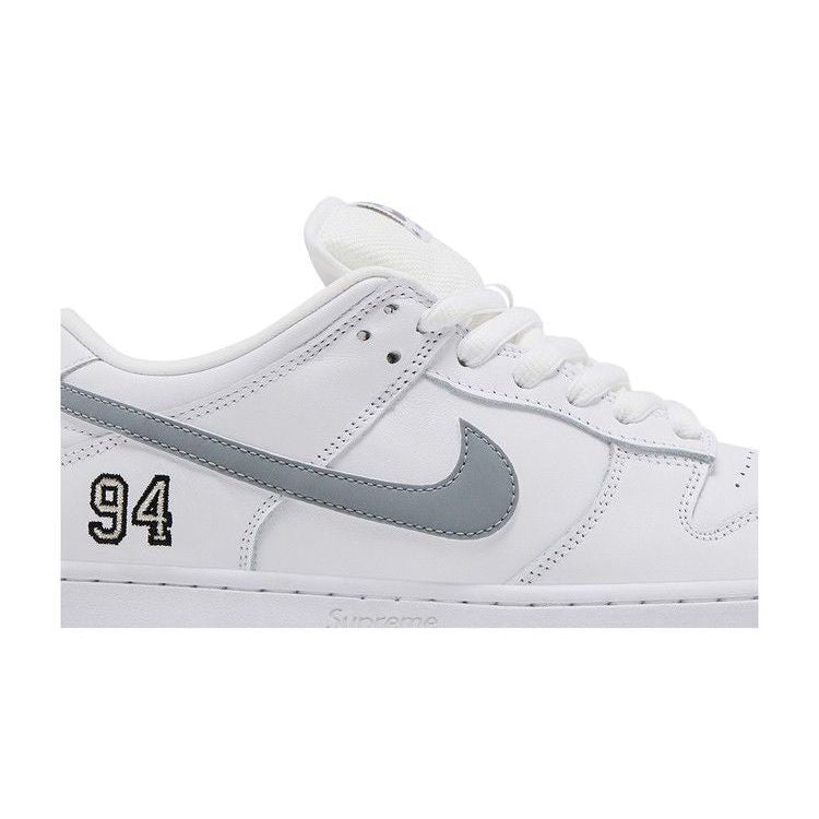 Supreme x Dunk Low SB 'White Metallic Silver'