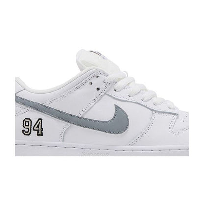 Supreme x Dunk Low SB 'White Metallic Silver'