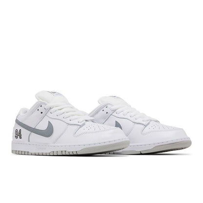 Supreme x Dunk Low SB 'White Metallic Silver'